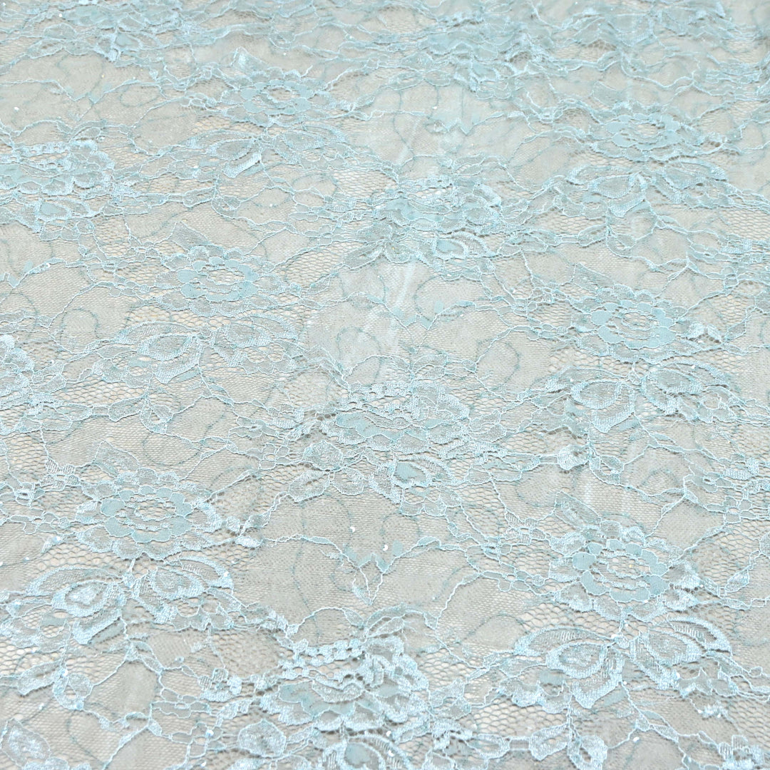 Aqua Blue Cord Lace Fabric