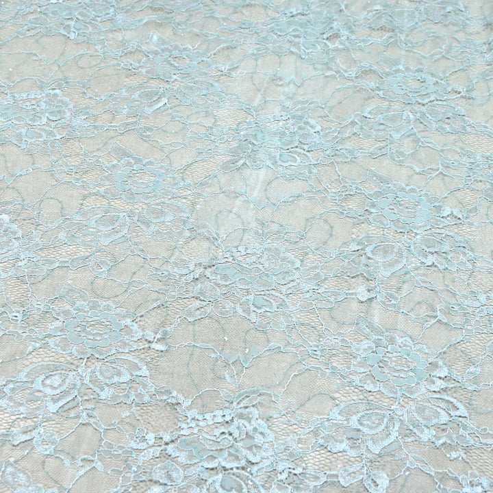 Aqua Blue Cord Lace Fabric