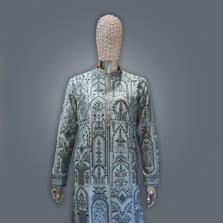 Grey All Over Embroidery Georgette Kurta Set