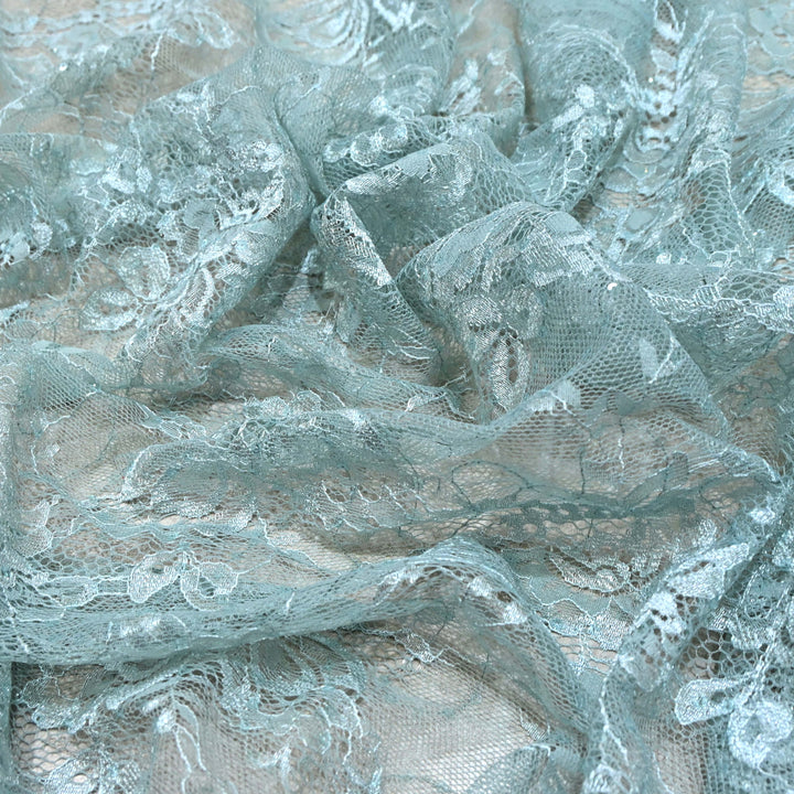 Aqua Blue Cord Lace Fabric