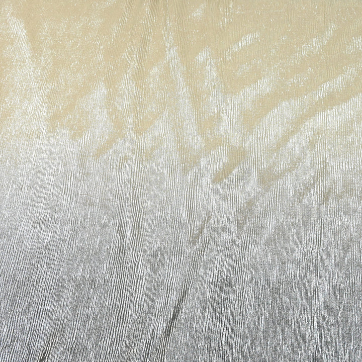 Ivory Silver Ombre Crush Foil Georgette Fabric