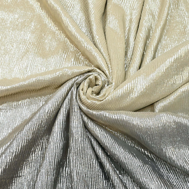 Ivory Silver Ombre Crush Foil Georgette Fabric