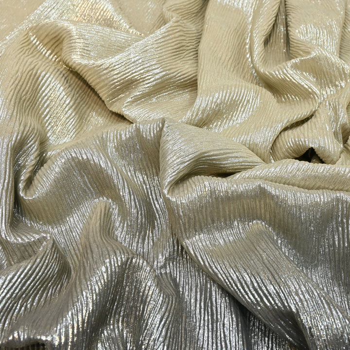 Ivory Silver Ombre Crush Foil Georgette Fabric