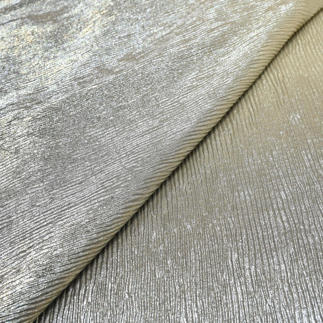 Ivory Silver Ombre Crush Foil Georgette Fabric