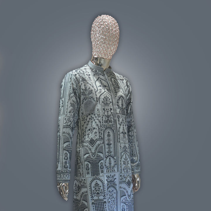 Grey All Over Embroidery Georgette Kurta Set