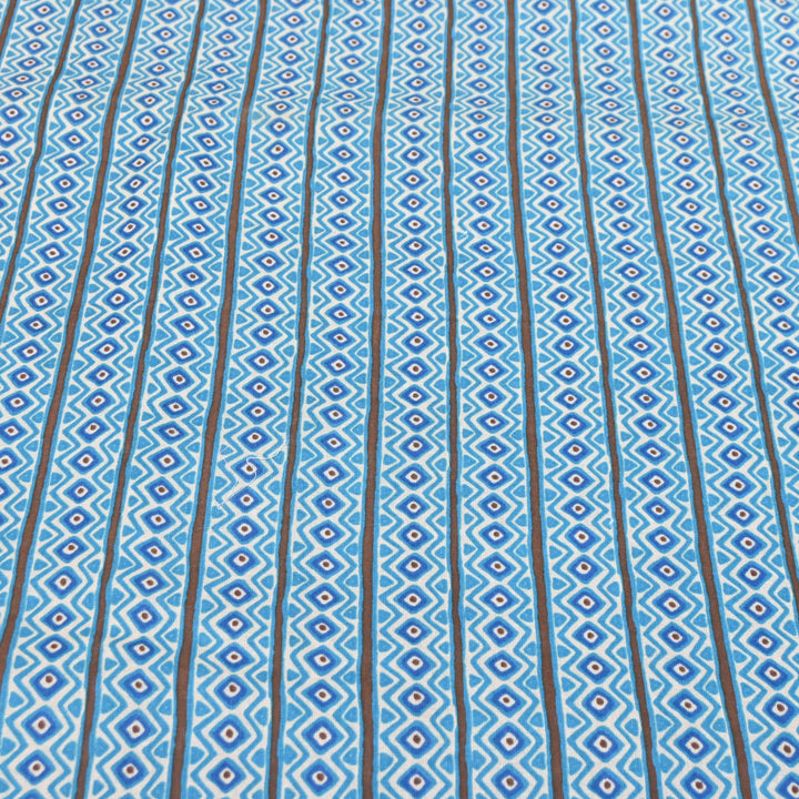 Blue Cotton Linen Print