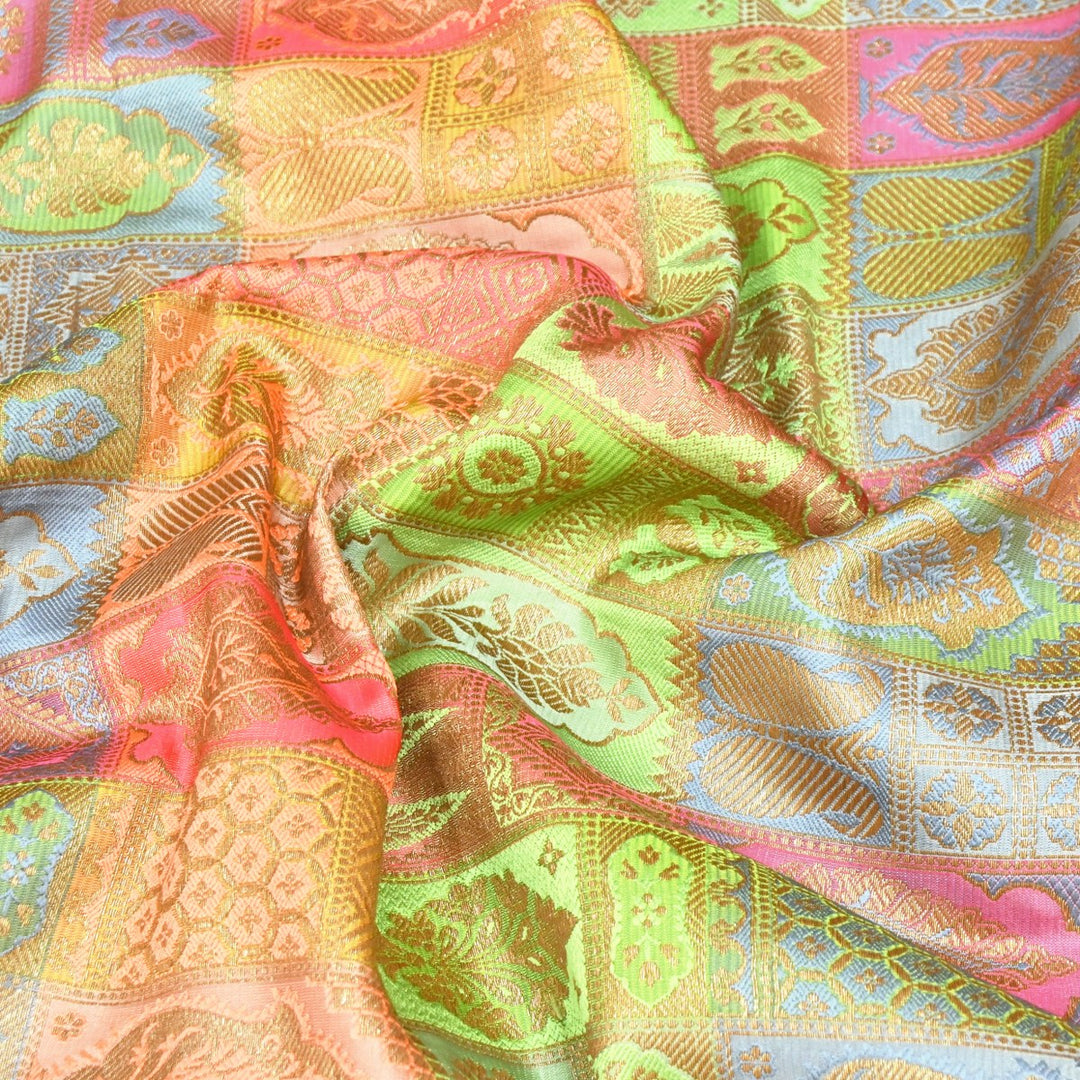 Multi Colour Rangoli Brocade Fabrics