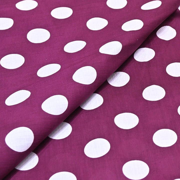 Premium Cotton Polka Dot Printed Fabric - Soft Breathable Designer Cotton Fabric - 000350-1f