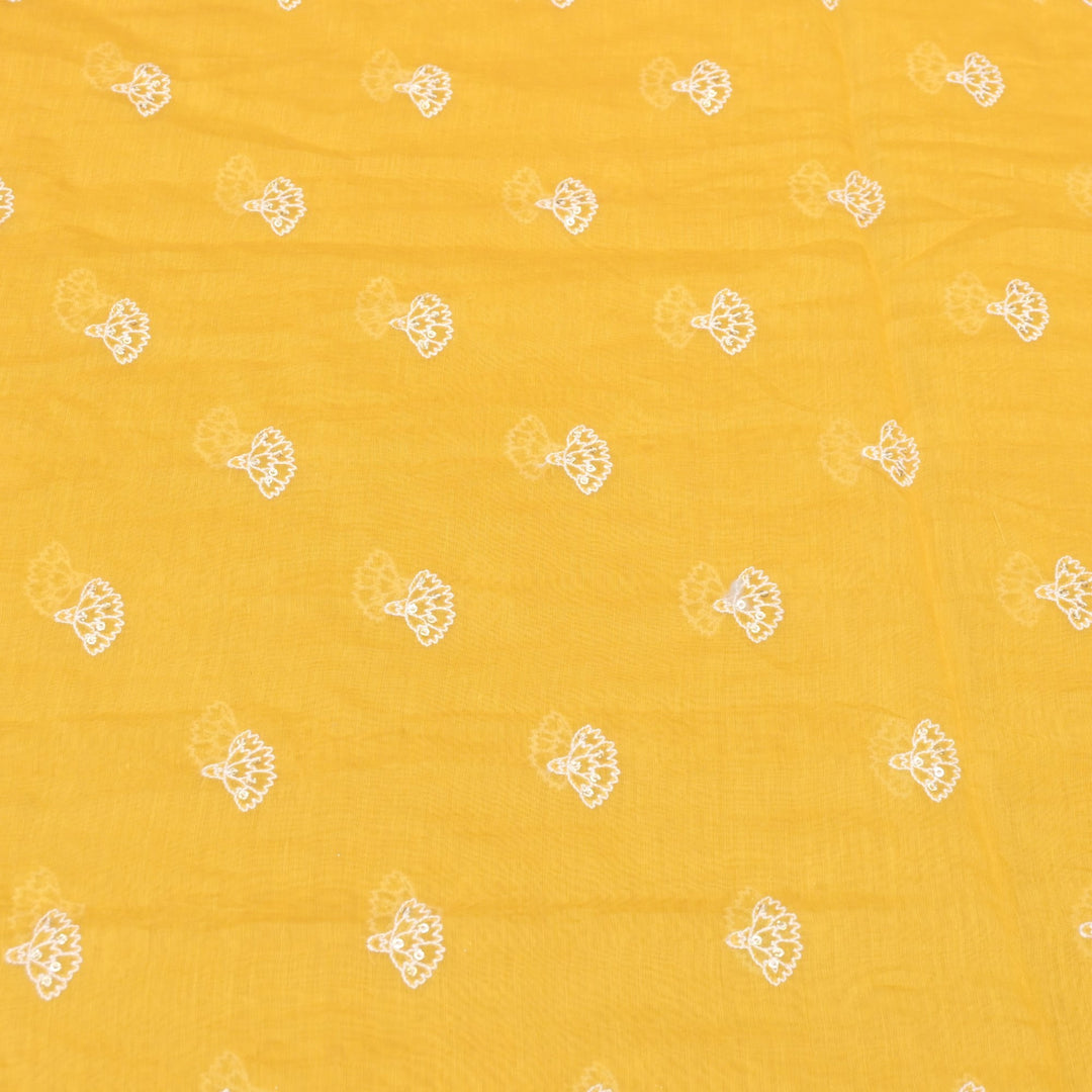 Cotton Chanderi Thread With Sequins Embroidery Fabric