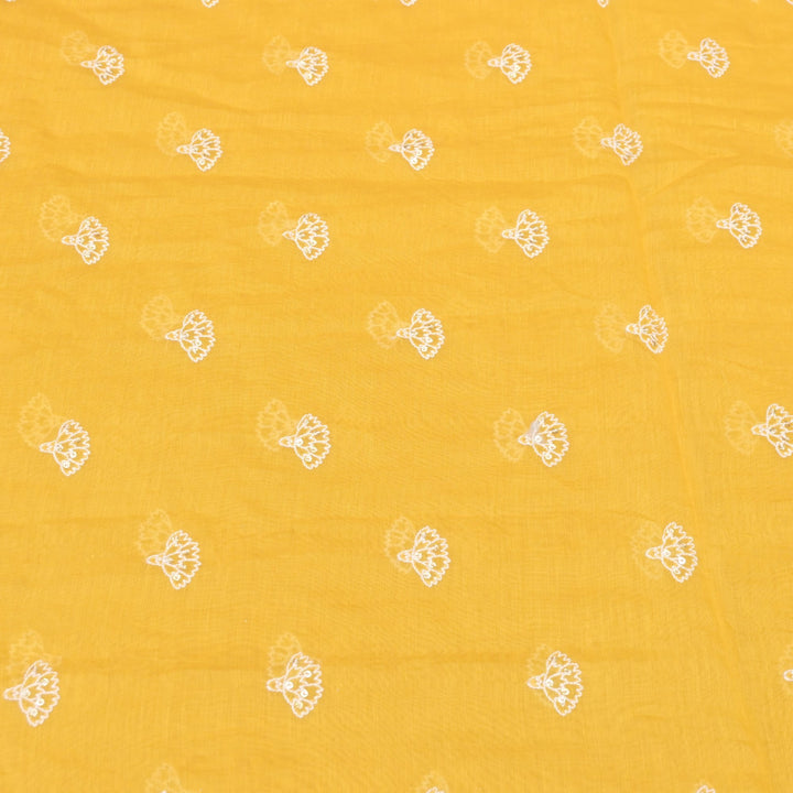 Cotton Chanderi Thread With Sequins Embroidery Fabric
