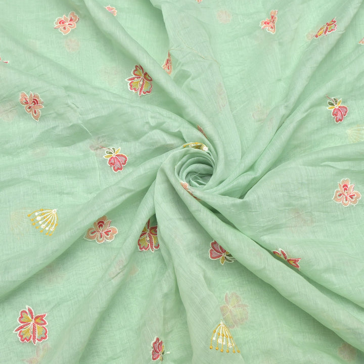 Chanderi Thread With Sequins Embroidery Fabrics