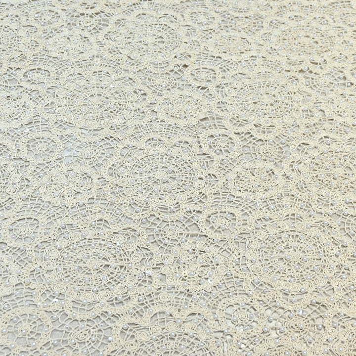 Imported Premium Pearl Embellished Floral Lace Fabric – Luxury Bridal Designer Fabric AT034/25