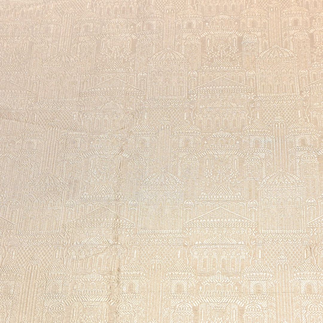 Golden Color Pure Silk Alfi Zari Brocade Fabric 44" – Luxury Traditional Designer Fabric ZTF001-4
