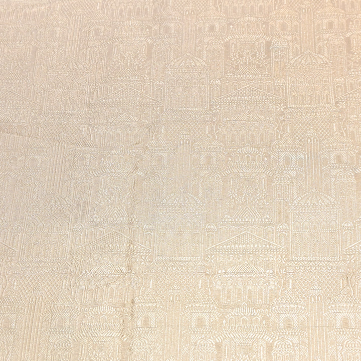 Golden Color Pure Silk Alfi Zari Brocade Fabric 44" – Luxury Traditional Designer Fabric ZTF001-4
