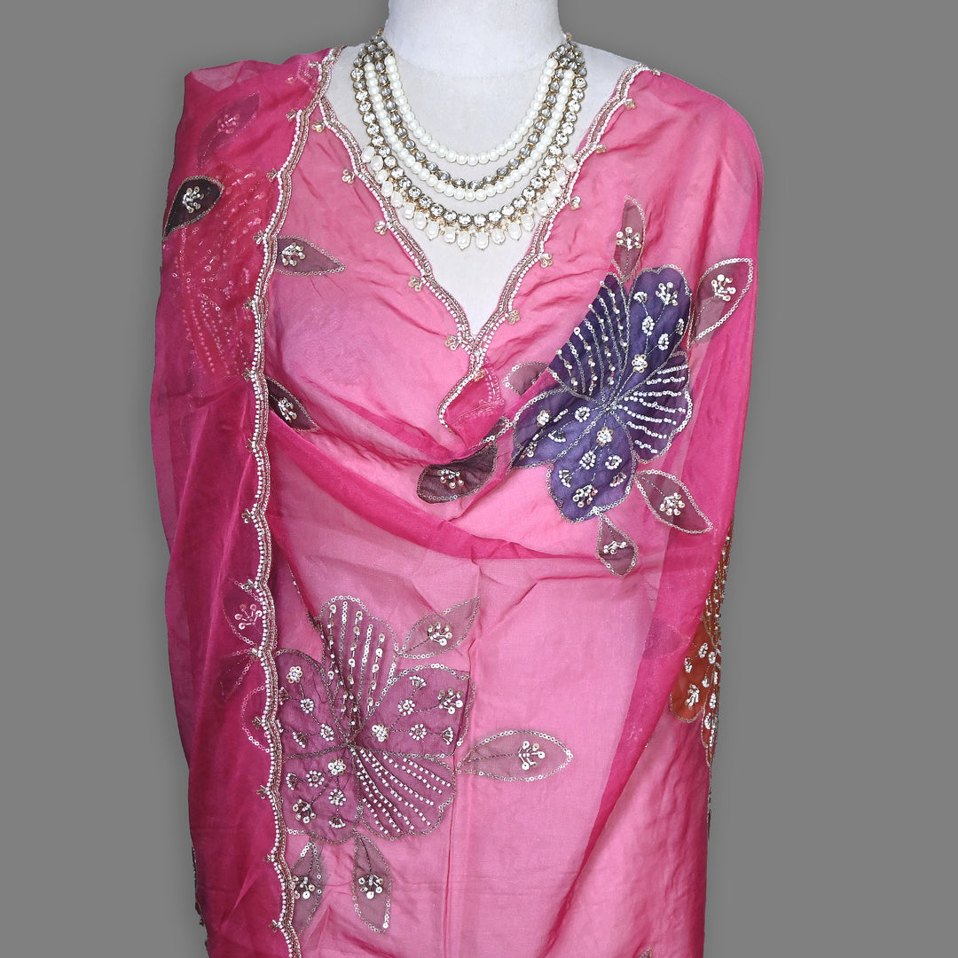 Organza Moti & Sequence Embroidery Dupatta – Elegant Ethnic Dupatta for Women- DI0780-4