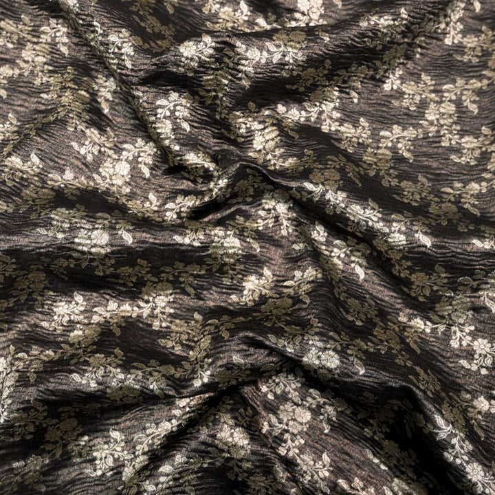 Charcoal Grey Pure Crush Tissue Zari Jaal | T-16-199