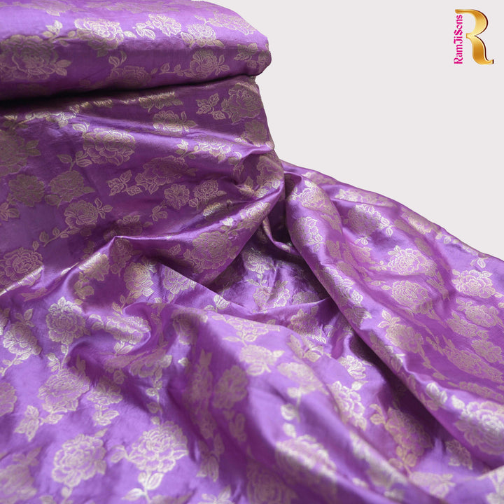 lilac Pure mango Zari Silk Brocade fabric. | 165-192PL