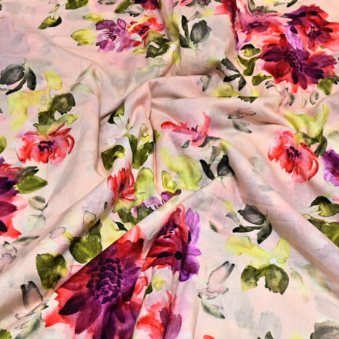 Designer Floral Cotton Digital Print Fabric-Soft Breathable Designer Cotton Fabric SNT165-10