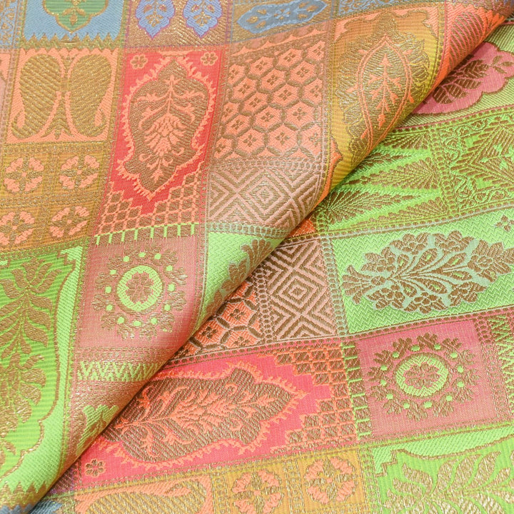 Multi Colour Rangoli Brocade Fabrics