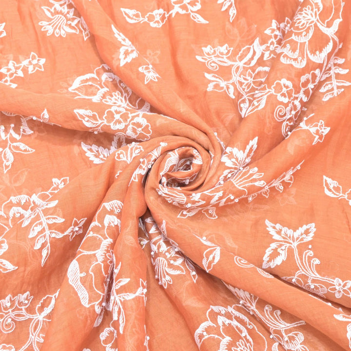 Dyed Mul Chanderi Sequins Embroidery Fabrics