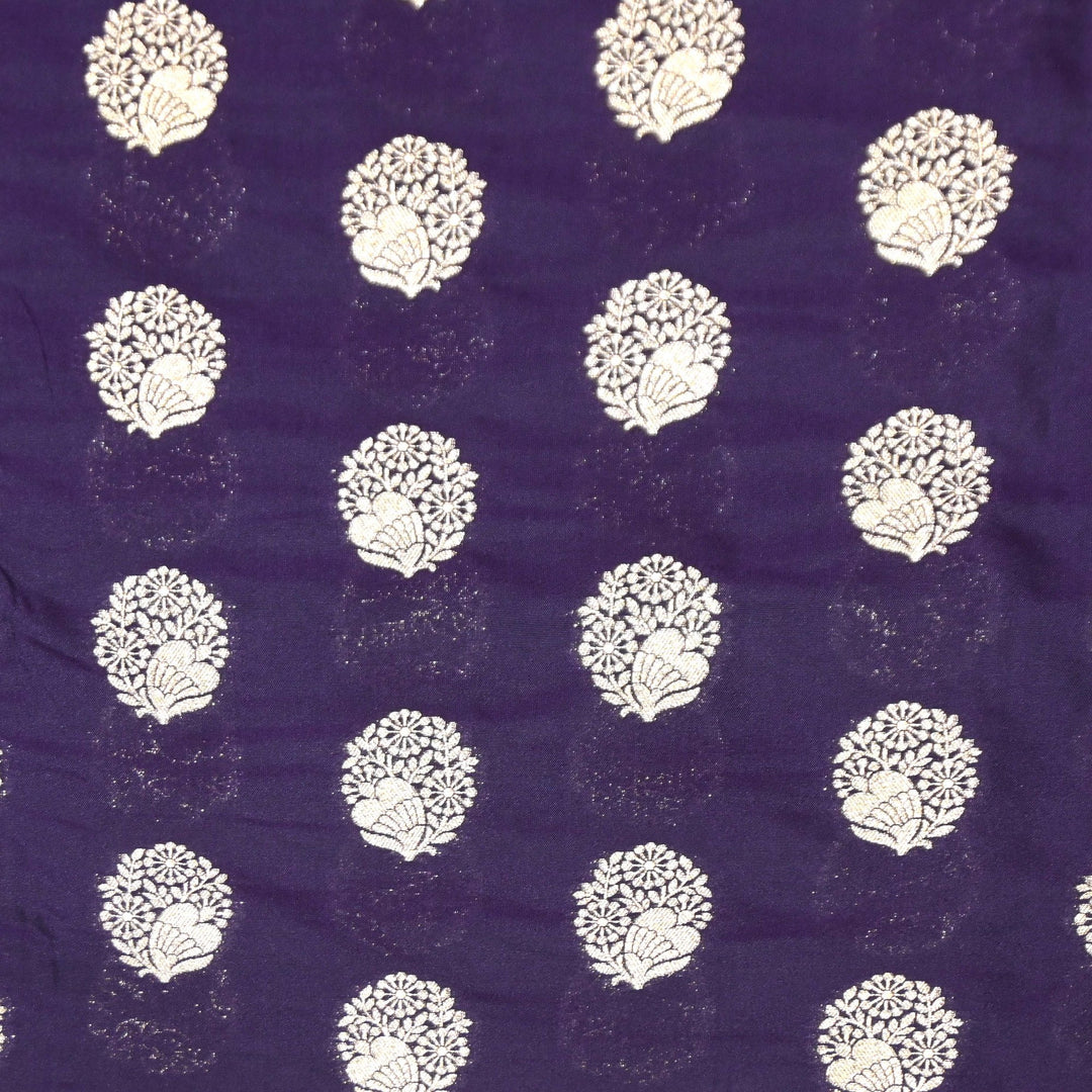 Mulled Wine Color Katan Silk Zari Buti Brocade Fabric