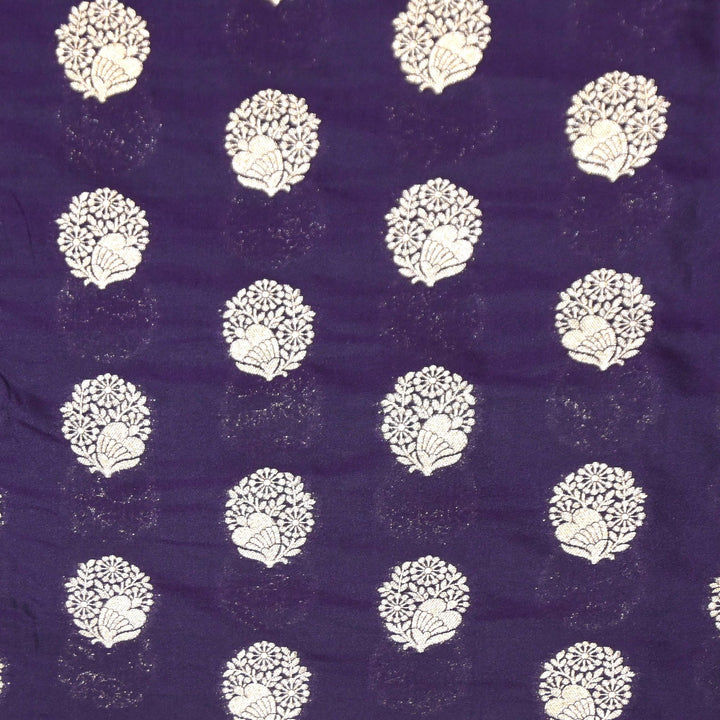 Mulled Wine Color Katan Silk Zari Buti Brocade Fabric