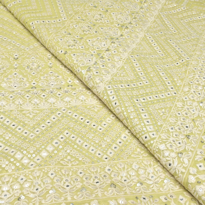 Viscose Georgette Mirror and Sequins Embroidery Fabrics