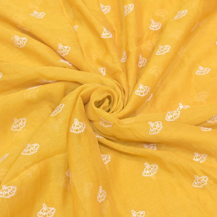 Cotton Chanderi Thread With Sequins Embroidery Fabric