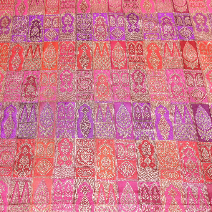Multi Rangoli Brocade Fabric – Premium Zari Woven Designer Brocade Fabric 001006-A11