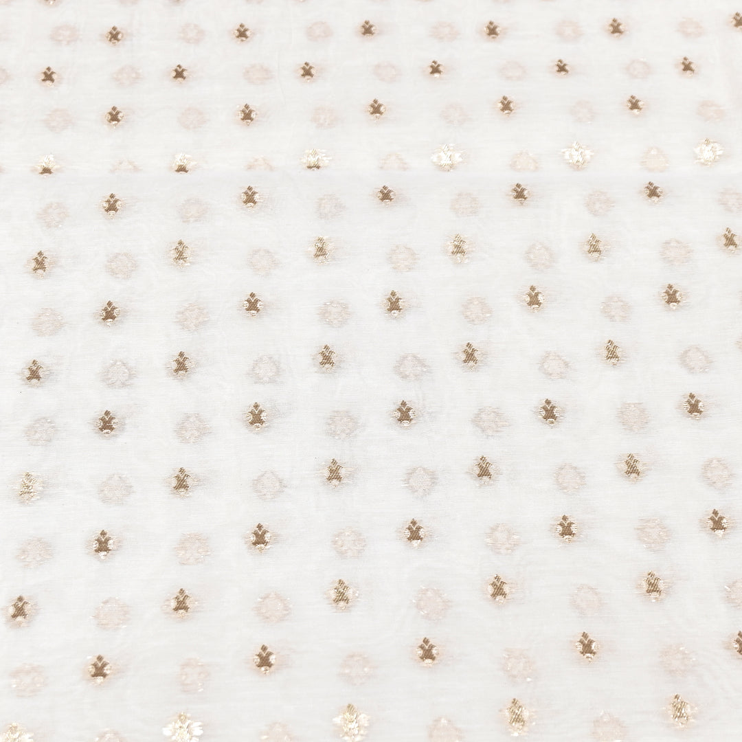 Banarasi Chanderi Gold Mat Zari Fabric – Premium Designer Ethnic Wear Fabric 000313-15