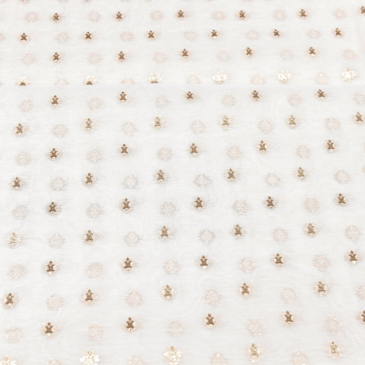 Banarasi Chanderi Gold Mat Zari Fabric – Premium Designer Ethnic Wear Fabric 000313-15