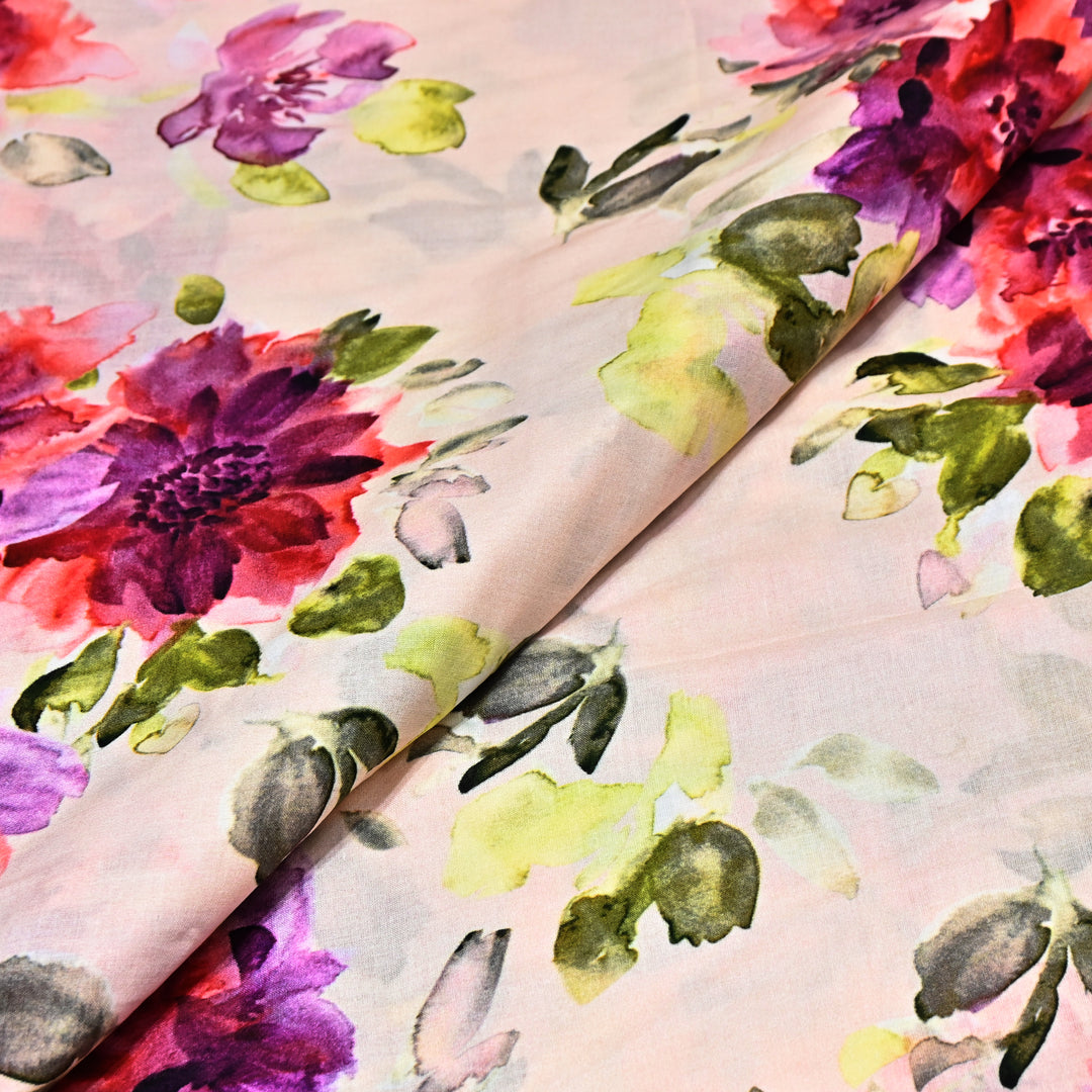 Designer Floral Cotton Digital Print Fabric-Soft Breathable Designer Cotton Fabric SNT165-10