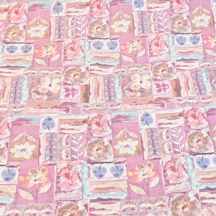 Multicolor Cotton Linen Digital Print Fabric- Soft Breathable Designer Fabric-RT0132-7