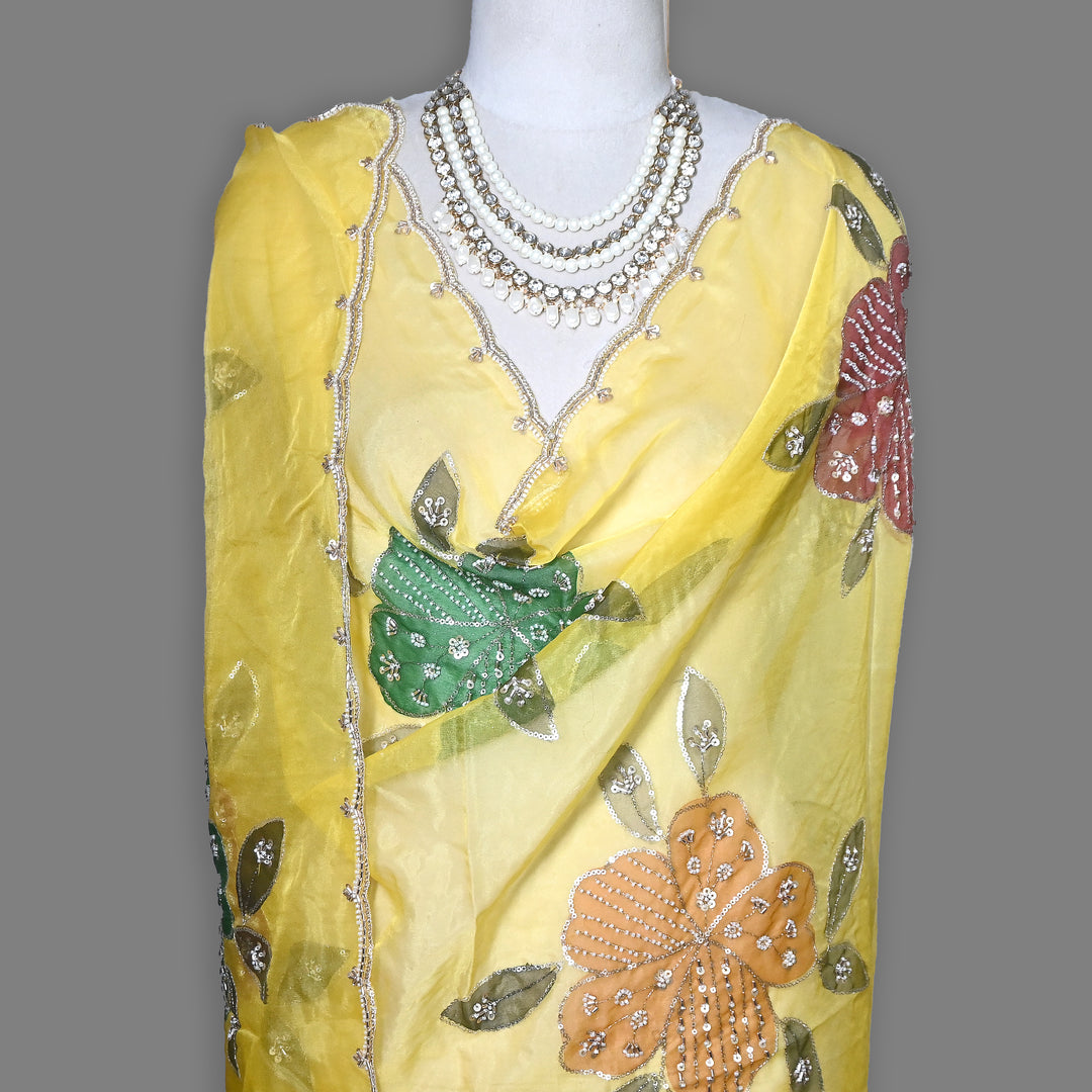 Organza Moti & Sequence Embroidery Dupatta – Elegant Ethnic Dupatta for Women- DI0780-5