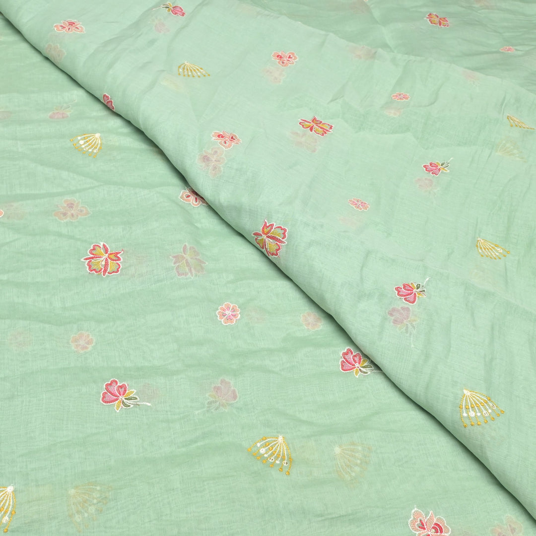 Chanderi Thread With Sequins Embroidery Fabrics