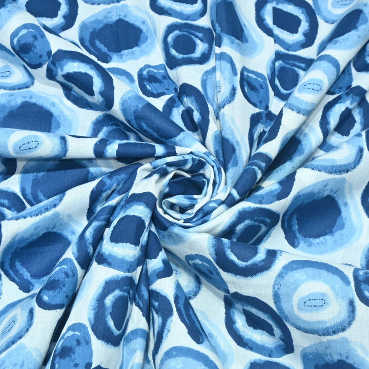 Bubble Blue Cotton Printed Fabric