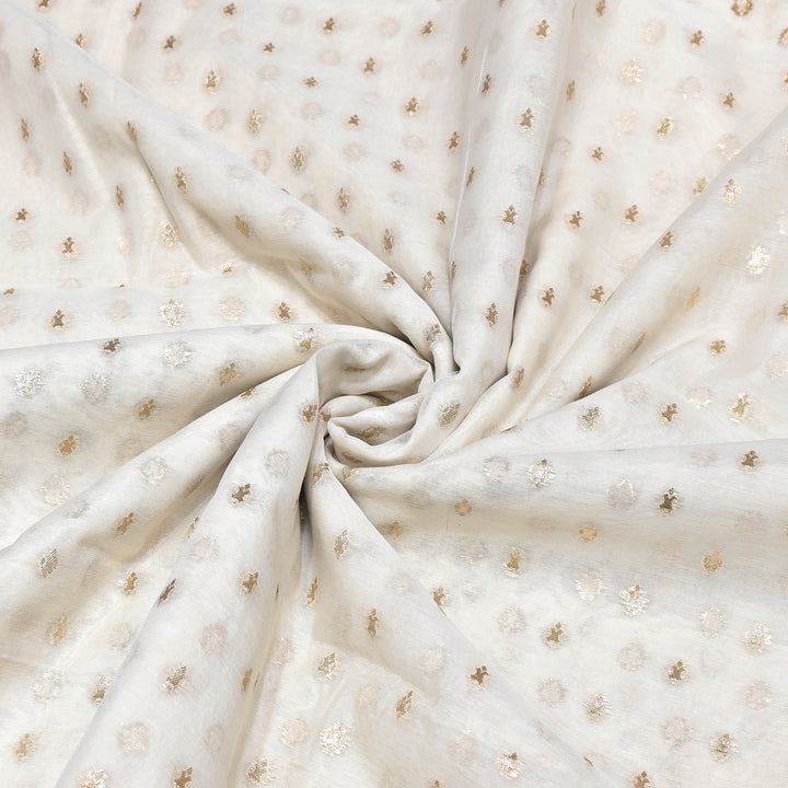 Banarasi Chanderi Gold Mat Zari Fabric – Premium Designer Ethnic Wear Fabric 000313-15