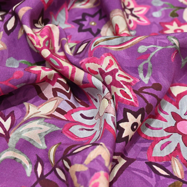 Purple Omura Cotton Floral Print