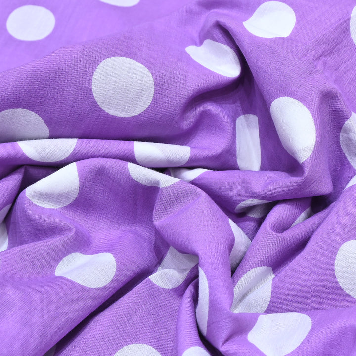 Premium Cotton Polka Dot Printed Fabric - Soft Breathable Designer Cotton Fabric - 000350-1g
