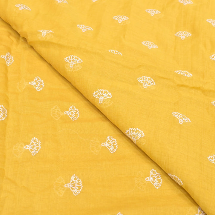 Cotton Chanderi Thread With Sequins Embroidery Fabric