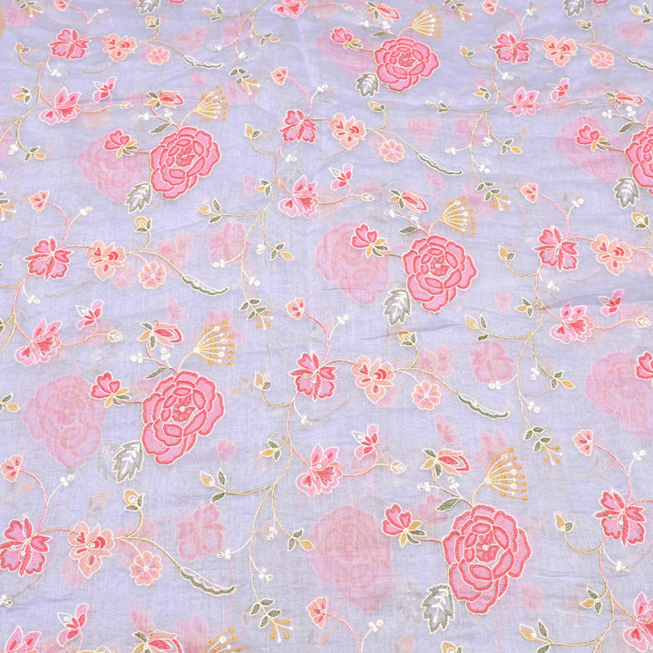 Chanderi Thread With Sequins Embroidery Fabrics