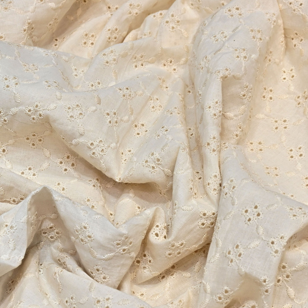Kora Cotton Cutwork Chikankari Embroidery Fabric DF0130-2