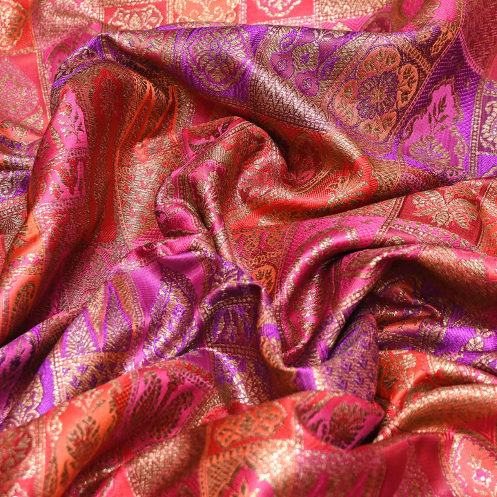 Multi Rangoli Brocade Fabric – Premium Zari Woven Designer Brocade Fabric 001006-A11
