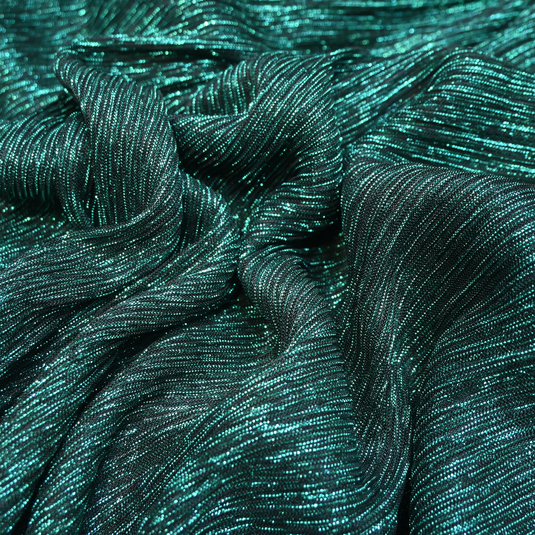 Teal Green Crinkled Moonlight Fabric