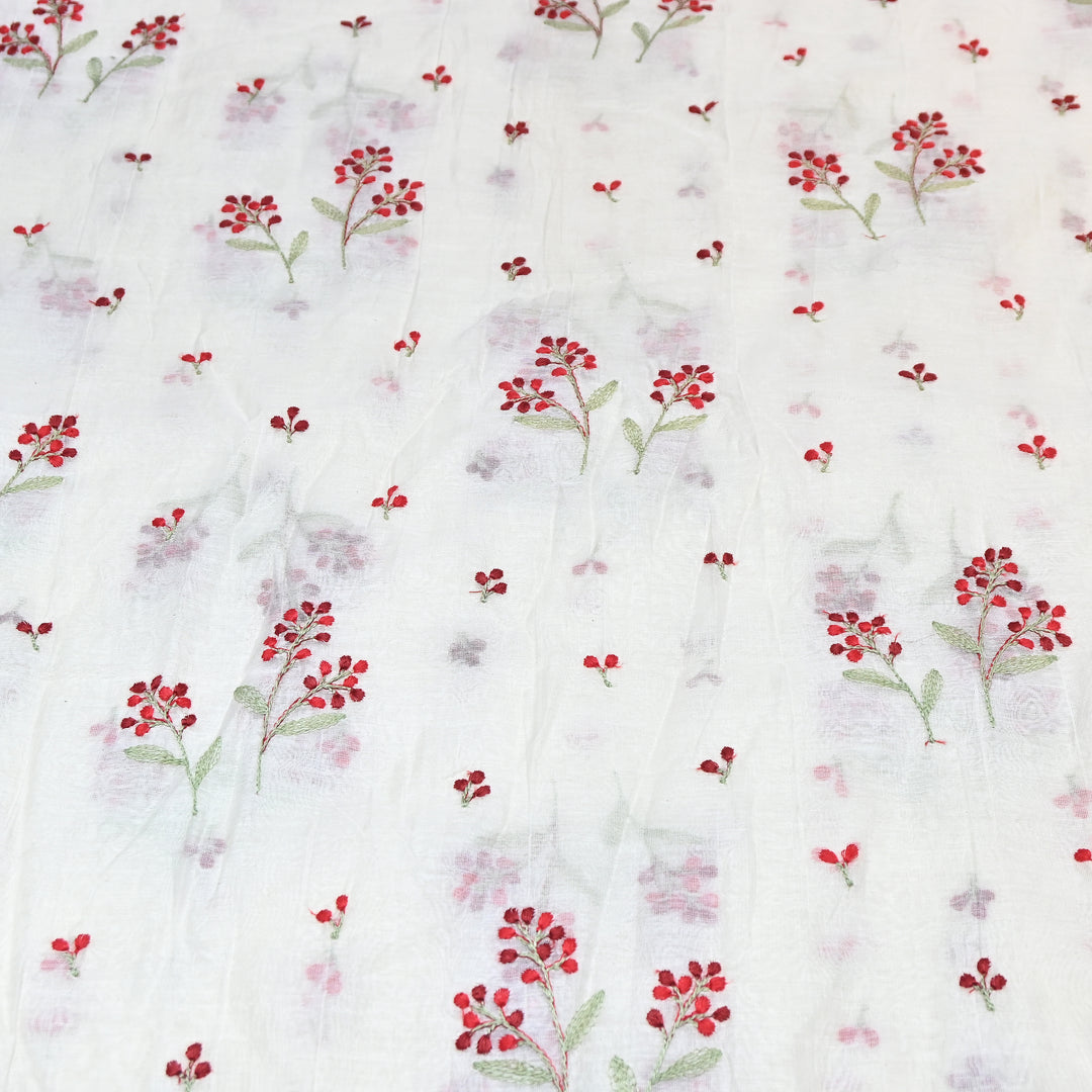 Dyeable Mul Chanderi Thread Embroidery Fabric – Soft Summer Designer Fabric-MF8212-4