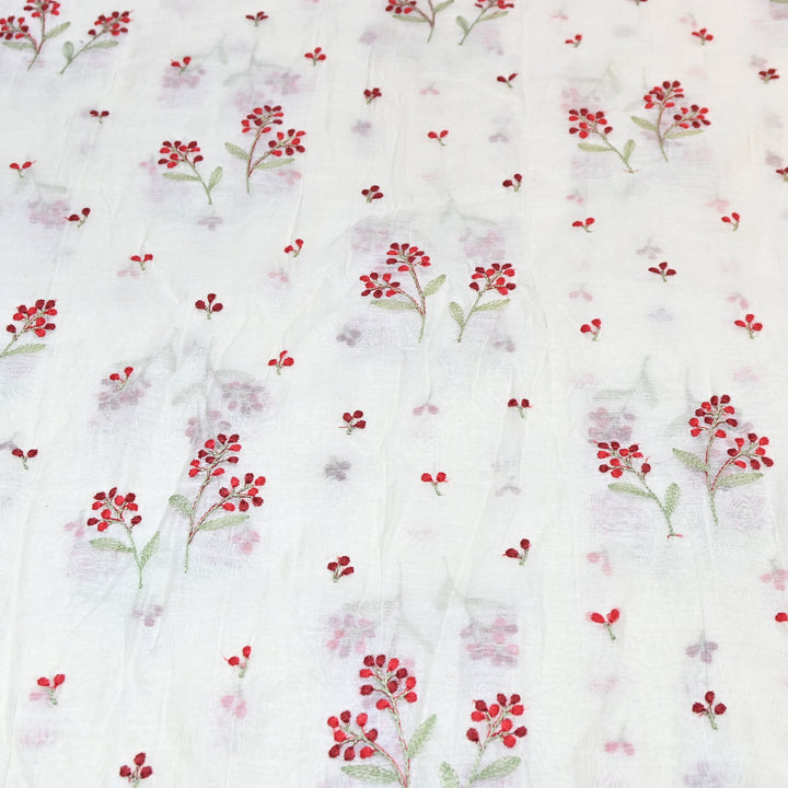 Dyeable Mul Chanderi Thread Embroidery Fabric – Soft Summer Designer Fabric-MF8212-4