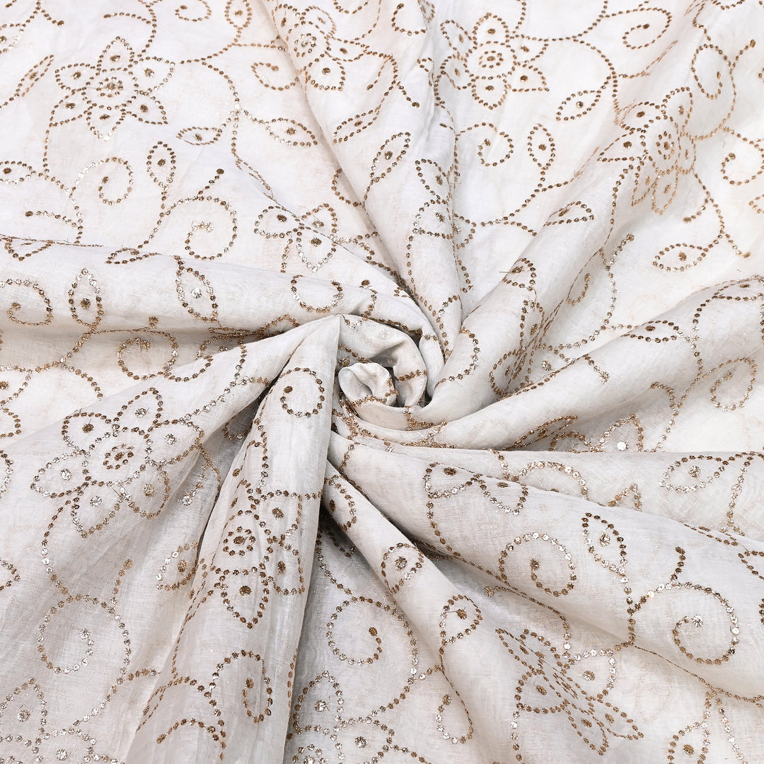 Designer Dyeable Mul Chanderi Fabric with Zari Sequins Embroidery - GT853216