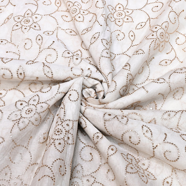 Designer Dyeable Mul Chanderi Fabric with Zari Sequins Embroidery - GT853216