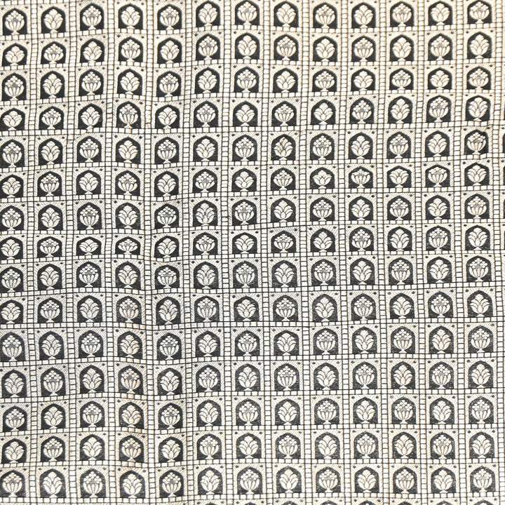 Black Color Pure Silk Alfi Zari Brocade Fabric 44" – Luxury Traditional Designer Fabric ZTF001-3
