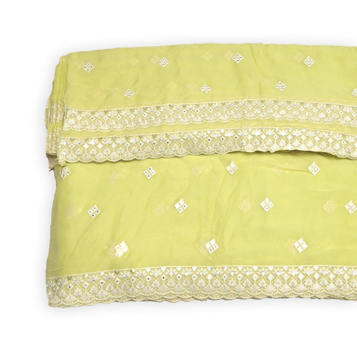 Viscose Georgette Mirror Embroidery Fabrics For Dupatta